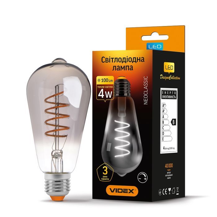 Лампочка Videx Filament ST64FGD 4W E27 2100K 220V (VL-ST64FGD-04272) изображение 2