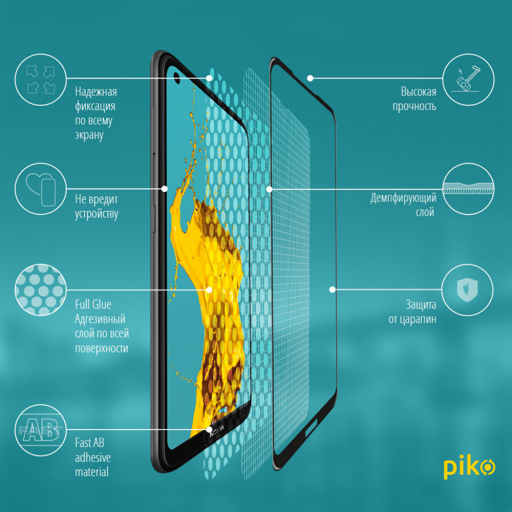 Стекло защитное Piko Full Glue Nokia 3.4 (1283126511530) изображение 3