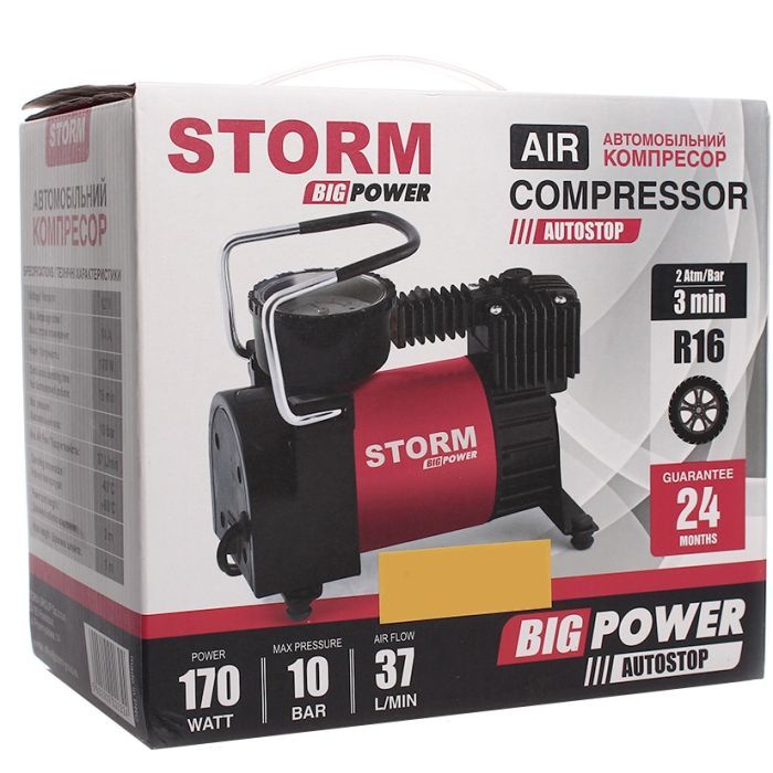 Автомобильный компрессор Storm AUTOSTOP 10 Атм, 37 л / мин, 170 Вт (20320) изображение 7