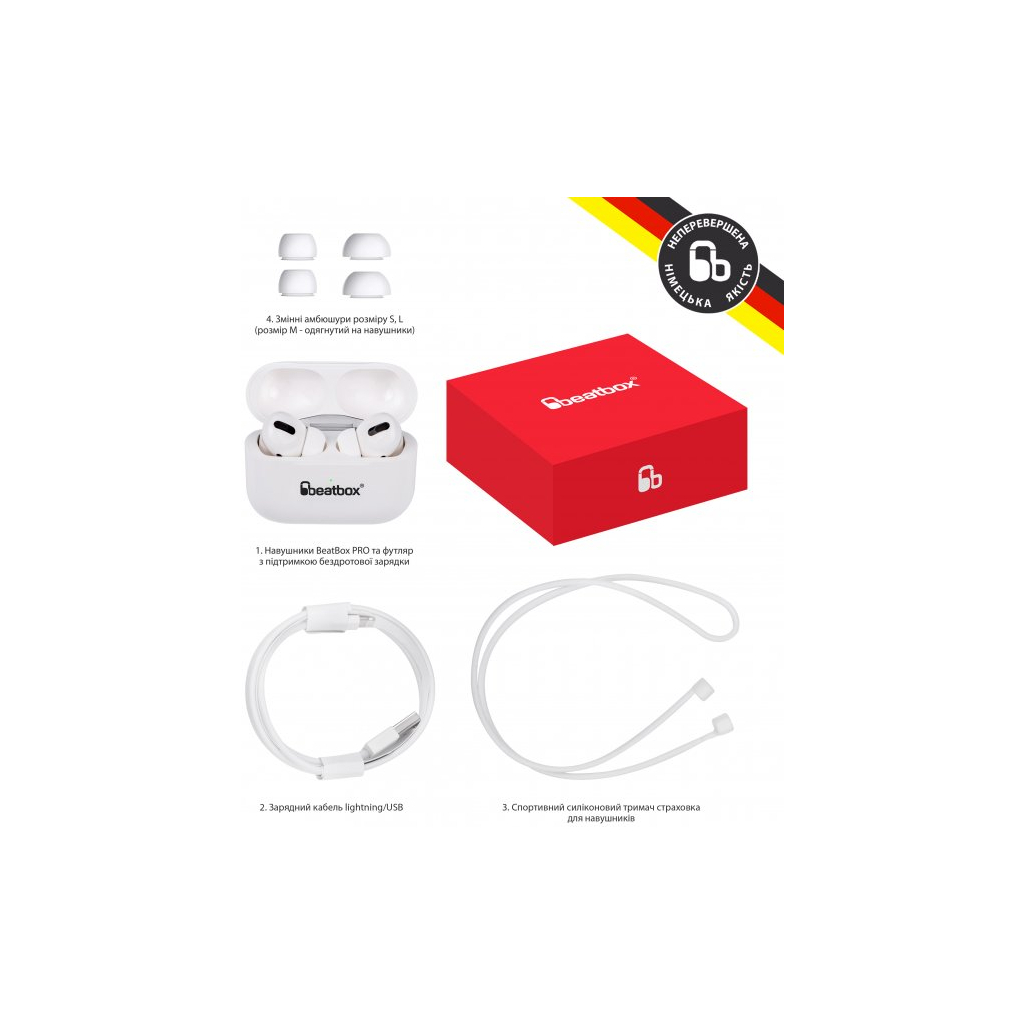 Наушники BeatBox PODS PRO 1 Wireless Charging White-Red (bbppro1wcwr) изображение 2