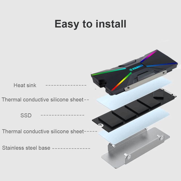 Радиатор охлаждения Xilence M2SSD Cooler ARGB M2SSD.B.ARGB (XC401) изображение 7