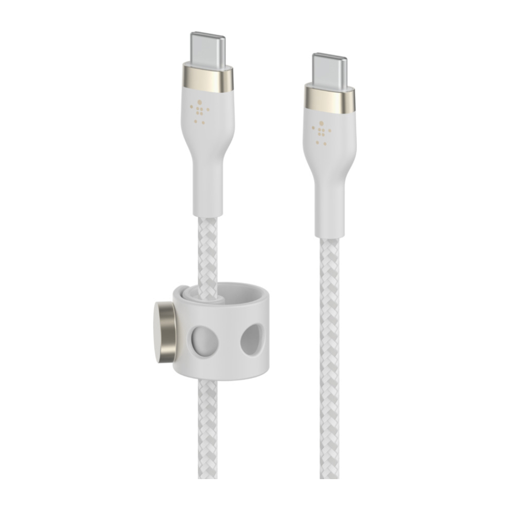 Дата кабель USB-C to USB-C 1.0m BRAIDED SILICONE white Belkin (CAB011BT1MWH) зображення 2