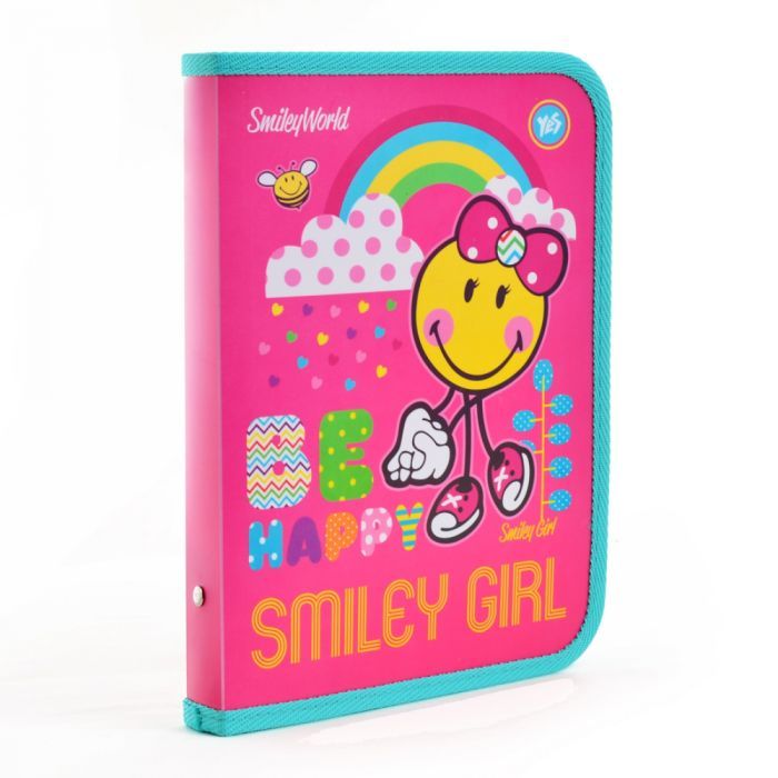 Папка для тетрадей Yes В5 на молнии Smiley World pink (491363)