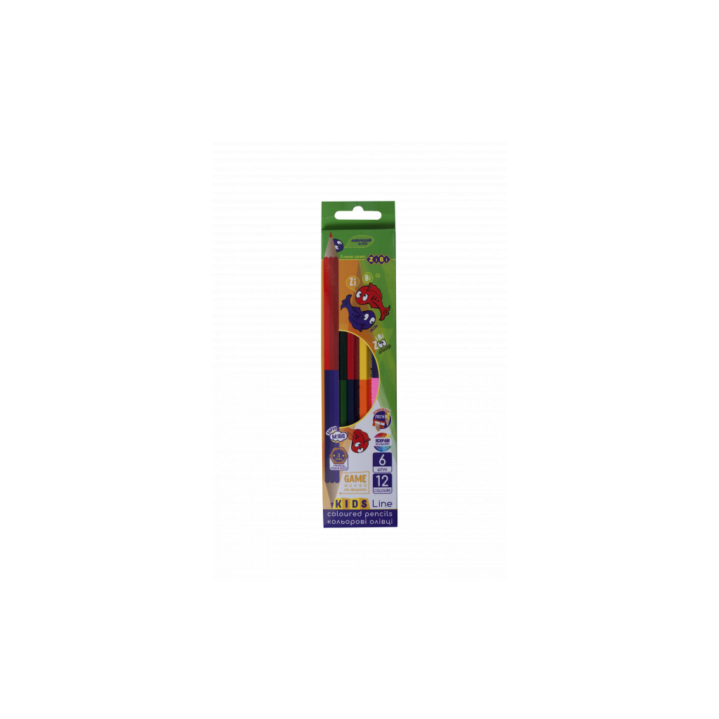 Карандаши цветные ZiBi Kids line Double 6 шт. 12 цветов (ZB.2462)