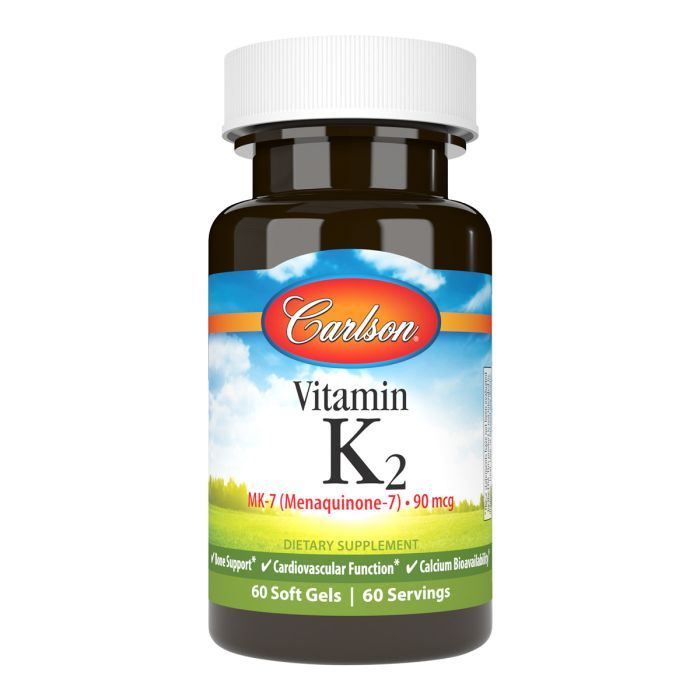 Витамин Carlson Витамин K2, MK-7, 90 мкг, Vitamin K2 as MK-7, 60 желатиновы (CL10710)