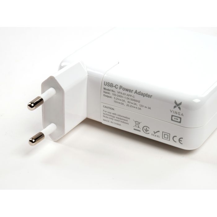 Блок питания к ноутбуку Vinga Apple 87W 5.2V3A/9V3A/12V3A/15V3A/20.2V4.3A USB-C (VPA-87-APP-C) изображение 4
