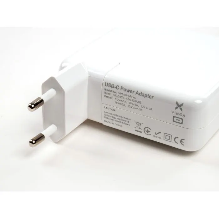 Блок питания к ноутбуку Vinga Apple 87W 5.2V3A/9V3A/12V3A/15V3A/20.2V4.3A USB-C (VPA-87-APP-C) изображение 4