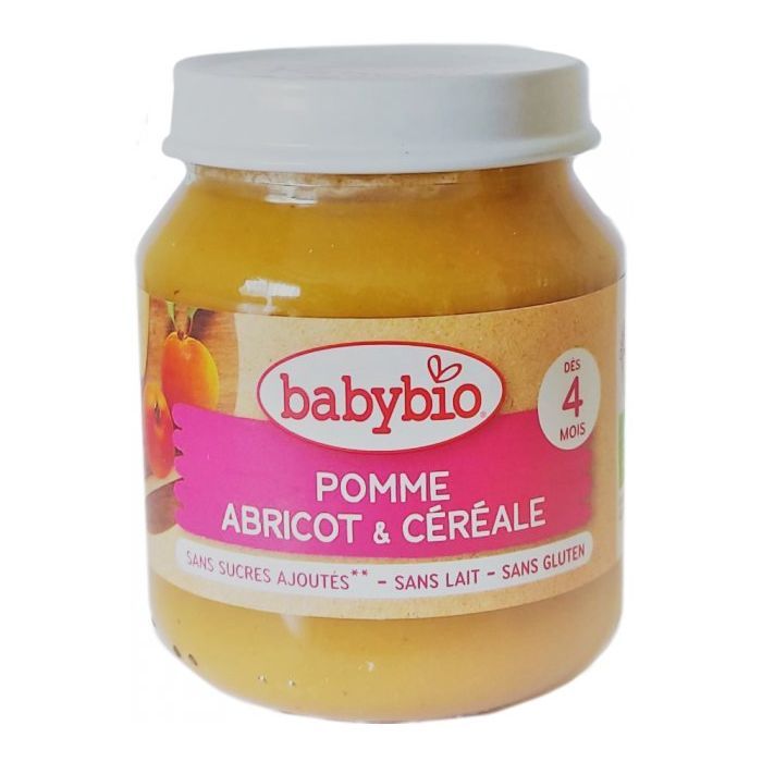 Детское пюре BabyBio органическое пюре из яблока, абрикоса и злаков 130 г (3288131500737)