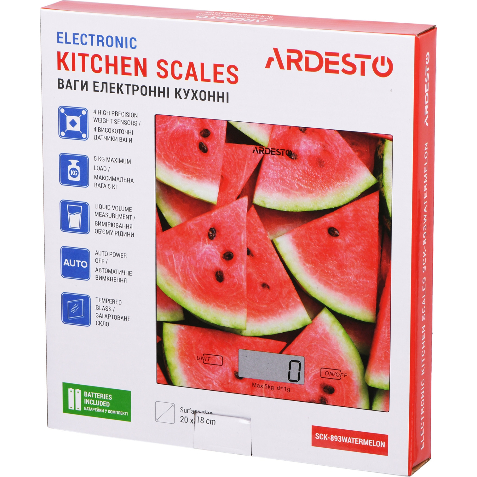 Весы кухонные Ardesto SCK-893WATERMELON изображение 5