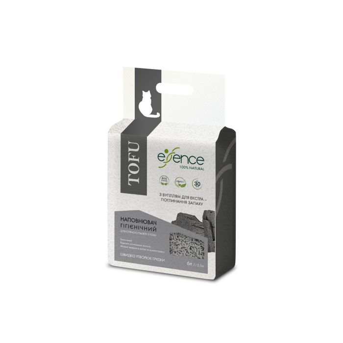 Наповнювач для туалету Essence Tofu з вугіллям 1-4 мм 6 л (4820261920048) зображення 2