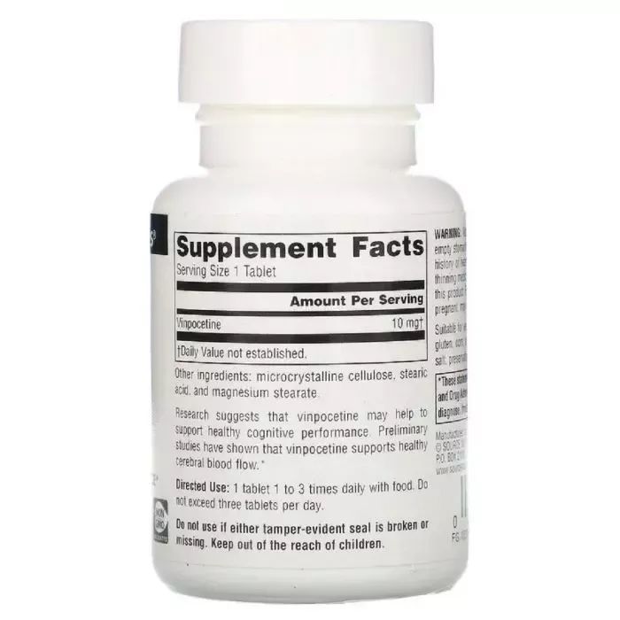 Трави Source Naturals Вінпоцетин, 10 мг, Vinpocetine, 60 таблеток (SN1398) зображення 2