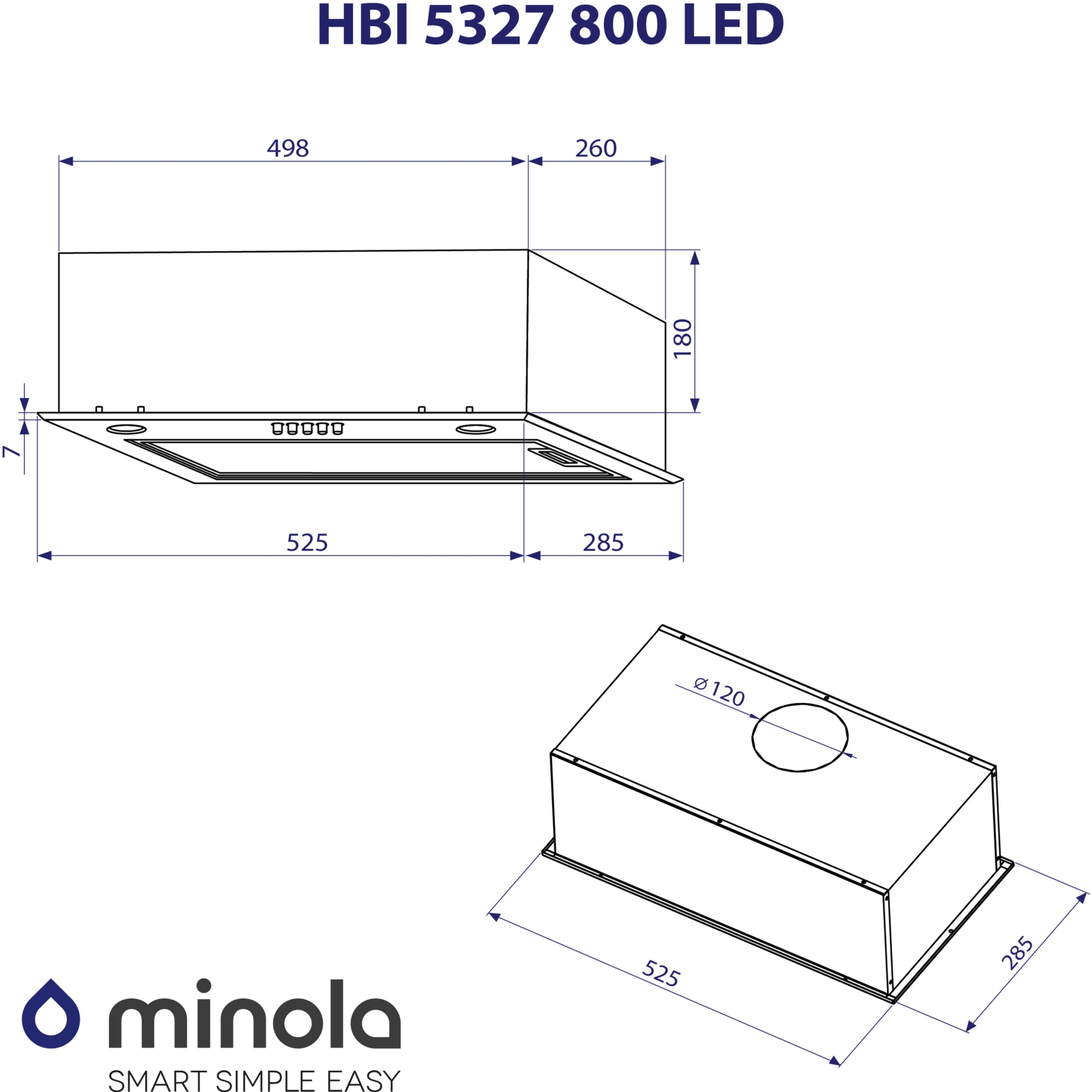 Вытяжка кухонная Minola HBI 5327 BL 800 LED изображение 10