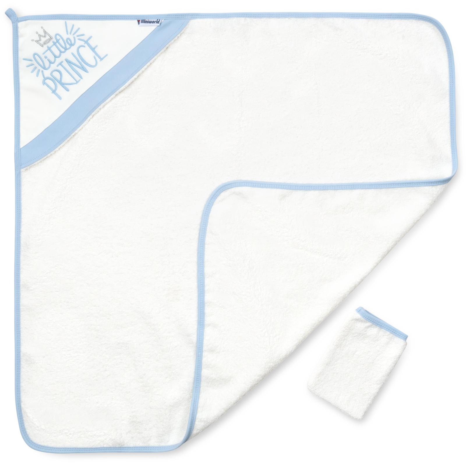 Полотенце для купания Miniworld уголок с рукавичкой (16066-blue)