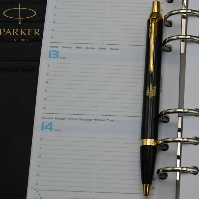 Ручка шариковая Parker IM 17 UKRAINE Black GT BP Трезубец прозрачный (22032_T010y) изображение 4