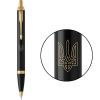 Ручка шариковая Parker IM 17 UKRAINE Black GT BP Трезубец прозрачный (22032_T010y)