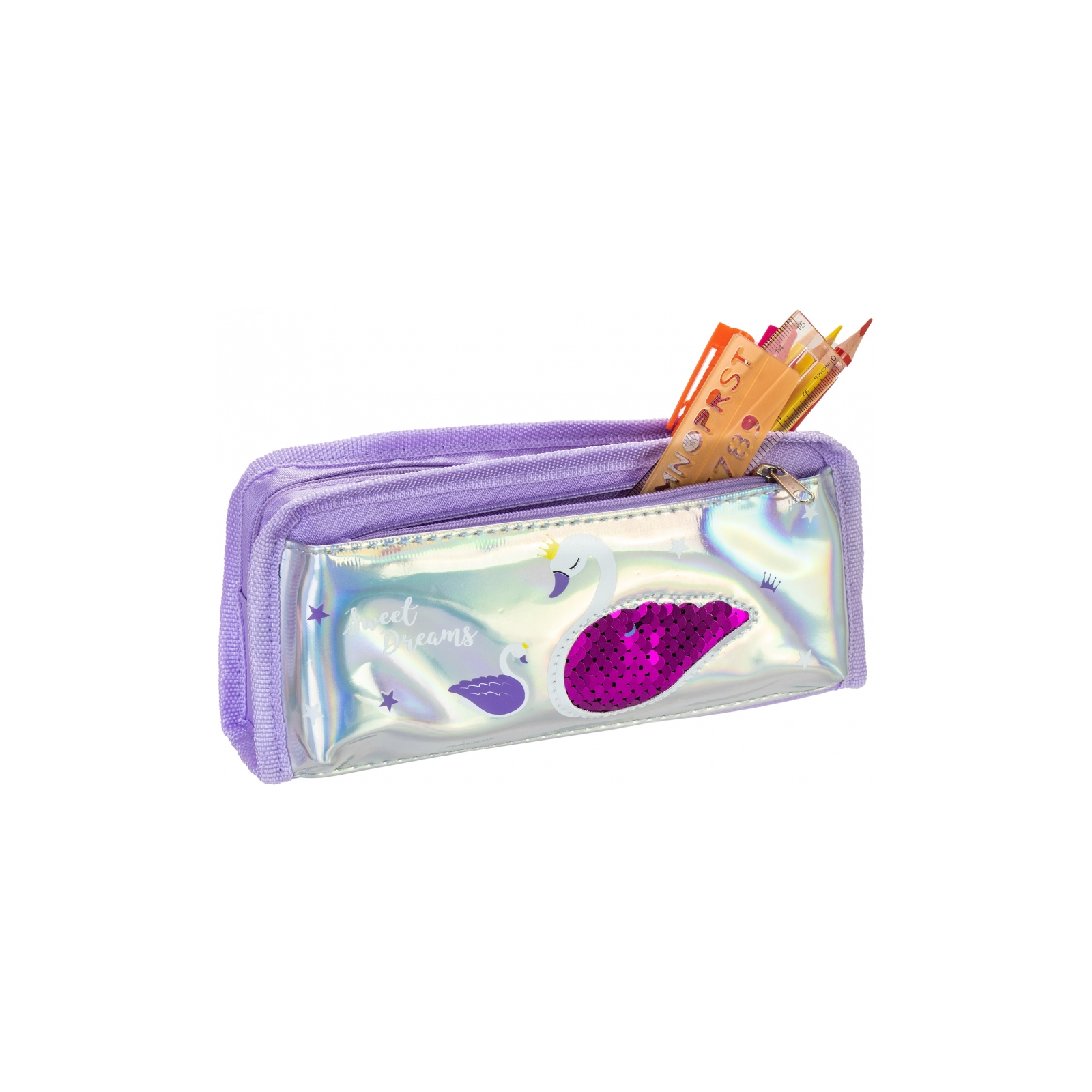 Пенал Cool For School голографічний з паєтками Sweet Dreams фіолетовий (CF86968) зображення 2