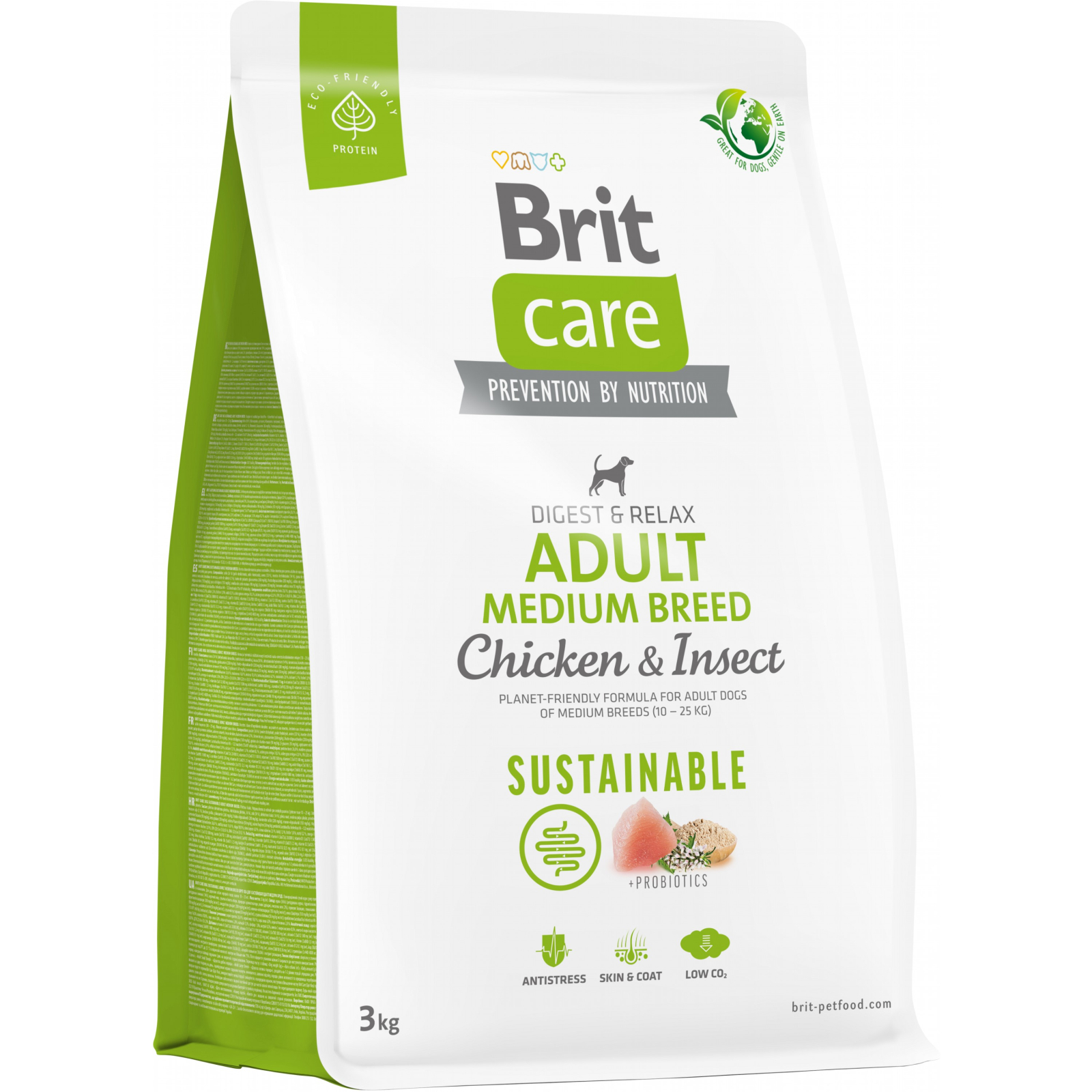 Сухий корм для собак Brit Care Dog Sustainable Adult Medium Breed з куркою та комахами 1 кг (8595602558704)