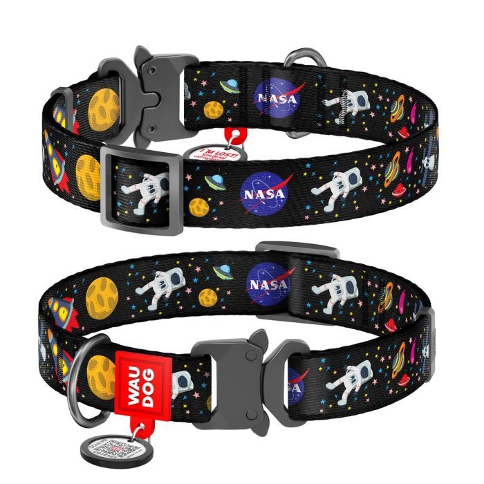 Ошейник для животных WAUDOG Nylon с QR паспортом NASA металлическая пряжка-фастекс S (5119) изображение 4