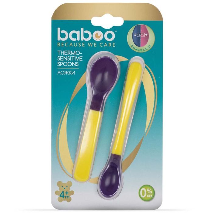 Набір дитячого посуду Baboo термочутливі ложки (2 шт) жовті, 4+ міс (10-021) зображення 5
