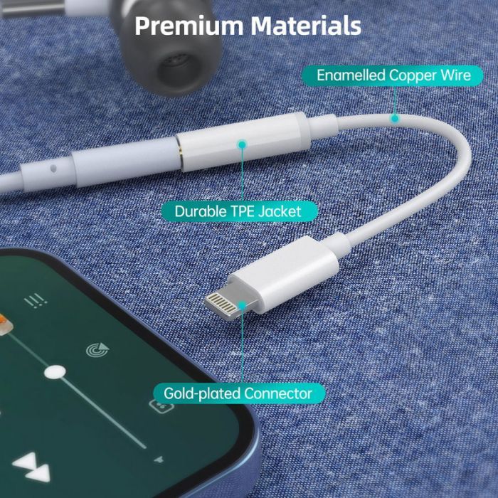 Переходник Lightning to 3.5mm 0.1m 4pin MFI Choetech (AUX005) изображение 5