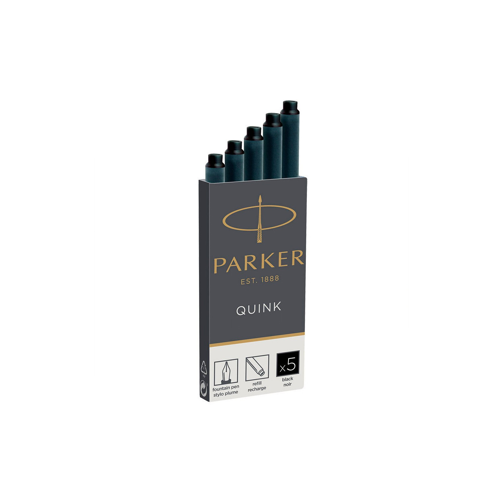 Чорнило для пір'яних ручок Parker Картриджі Quink / 5шт чорний (11 410BK)