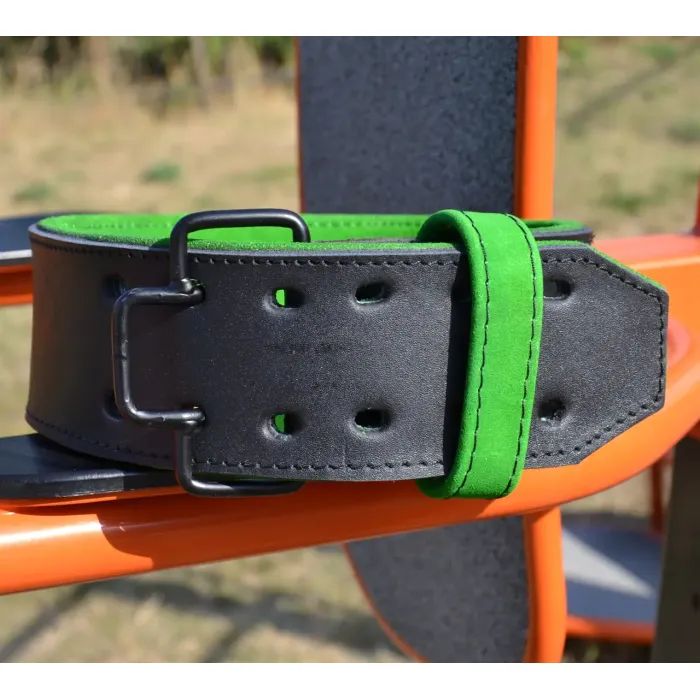 Атлетичний пояс MadMax MFB-302 Quick Release Belt шкіряний Black/Green M (MFB-302_M) зображення 4