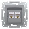 Комп'ютерна розетка Schneider Electric RJ45 UTP КАТ. 5Е ПОДВІЙНА ASFORA СТАЛЬ (EPH4400162) зображення 2