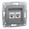 Комп'ютерна розетка Schneider Electric RJ45 UTP КАТ. 5Е ПОДВІЙНА ASFORA СТАЛЬ (EPH4400162)