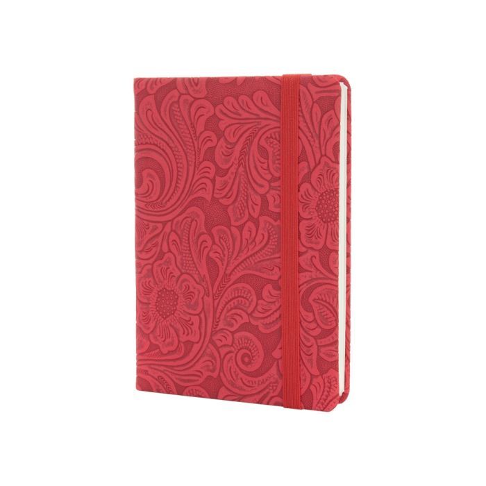 Книга записная Optima А6 LADY твердая обложка текстиль, резинка, кремовый блок, линия красный (O20389-03)