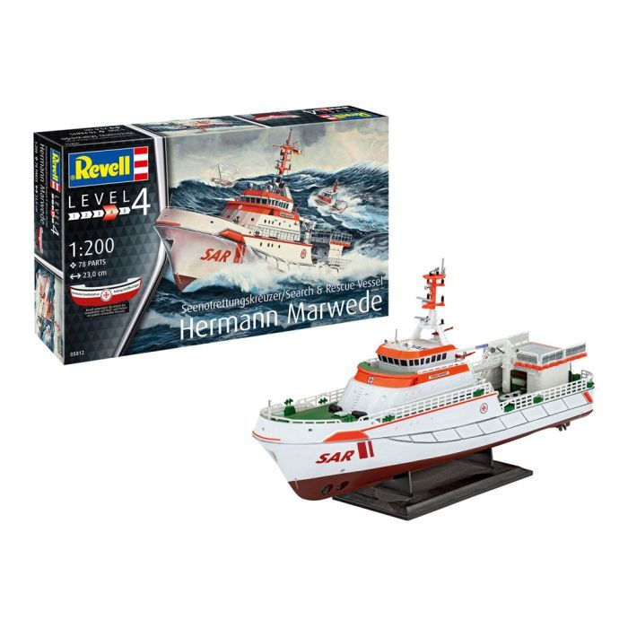 Сборная модель Revell Поисково-спасательное судно Hermann Marwede уровень 4 масштаб 1:200 (RVL-05812)