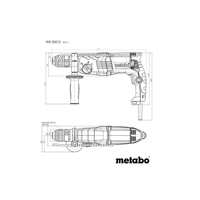 Перфоратор Metabo KHE 2645 Q SDS-plus, 850Вт, 2.9Дж, 3.1кг (601711500) зображення 4