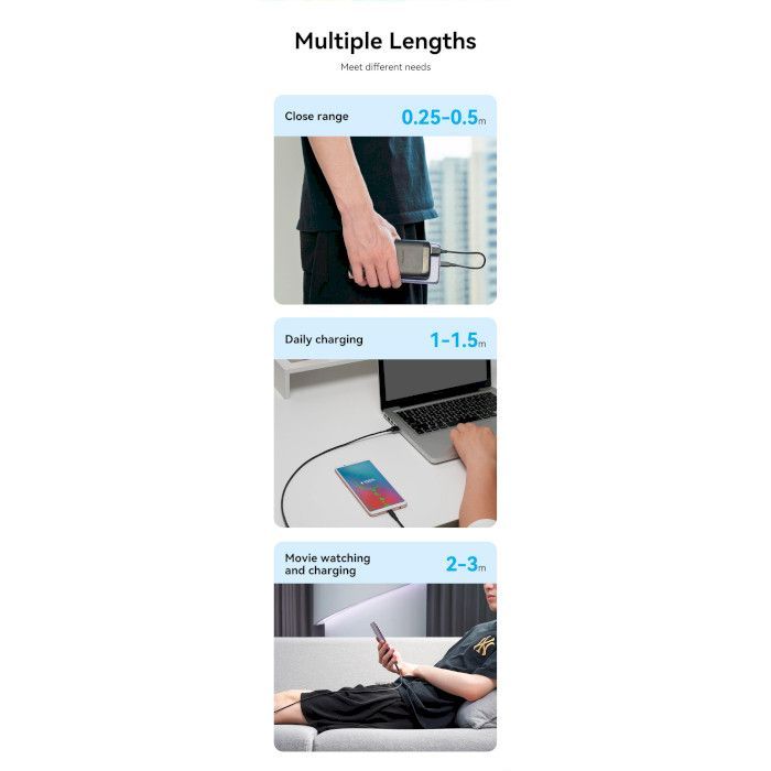 Дата кабель USB 2.0 AM to USB-C 3.0m 3.0A (18W) PVC black Vention (CTHBI) изображение 11