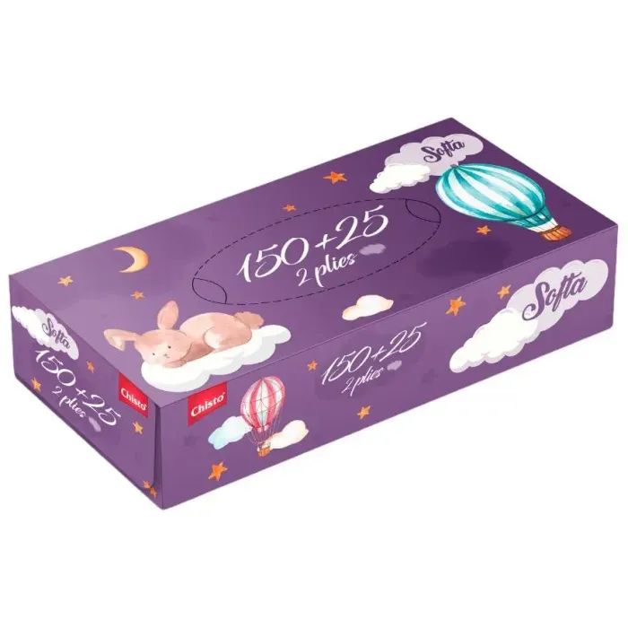 Салфетки косметические Chisto Softa Bunny 2 слоя 150+25 шт. (4823098412441)