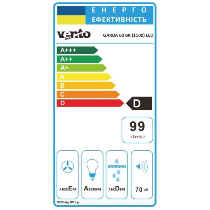 Вытяжка кухонная Ventolux GARDA 60 BK (1100) LED изображение 10