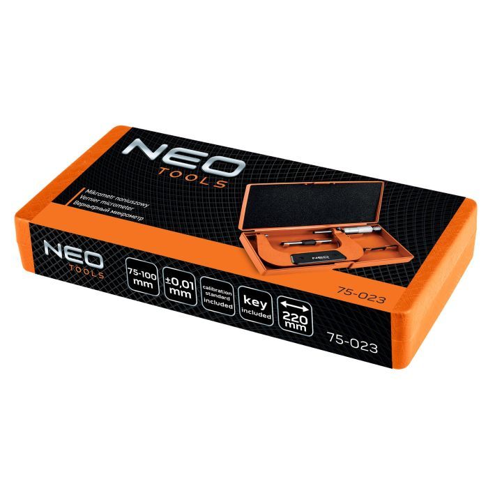 Мікрометр Neo Tools з верн'єром 75-100 мм, ±0.01 мм/м (75-023) зображення 9