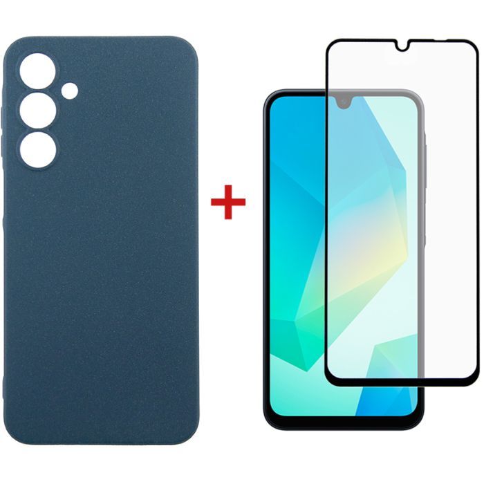 Чехол для мобильного телефона Dengos Samsung Galaxy A16 5G Carbon + glass (Blue) (DG-KM-122)