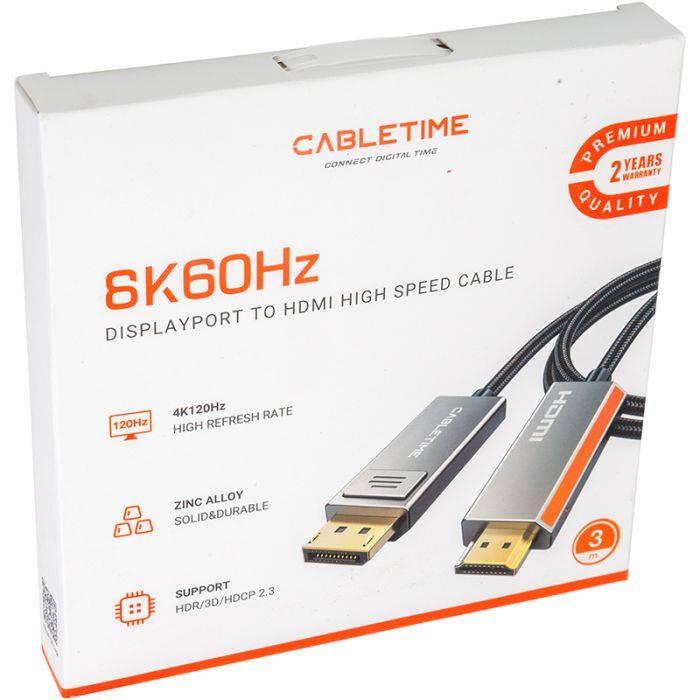 Кабель мультимедійний DisplayPort to HDMI 3.0m Cabletime (CA914081) зображення 2