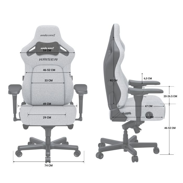 Кресло игровое Anda Seat Kaiser 4 Fabric Size L Black (AD12YDDC-L-20-B-CF) изображение 11