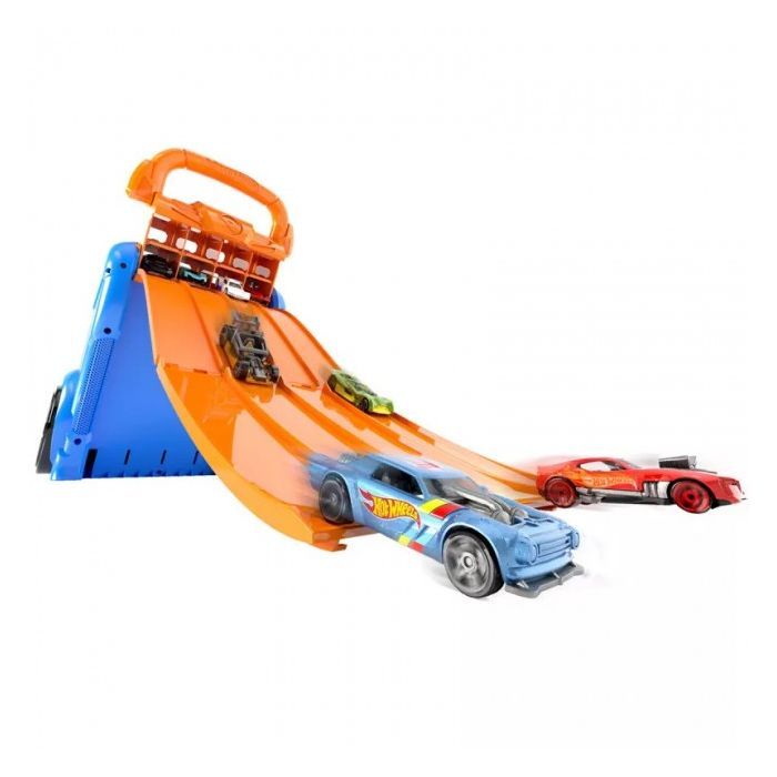 Автотрек Hot Wheels Портативний трек-контейнер з 4 рівнобіжними доріжками (HWCC14) зображення 4