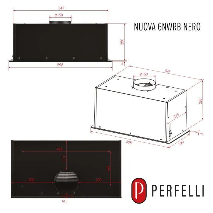 Витяжка кухонна Perfelli NUOVA 6NWRB NERO зображення 12