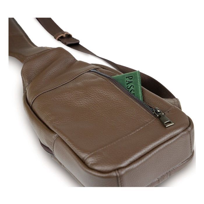 Сумка Vintage Кожаная через плечо Коричневая (14390) изображение 7