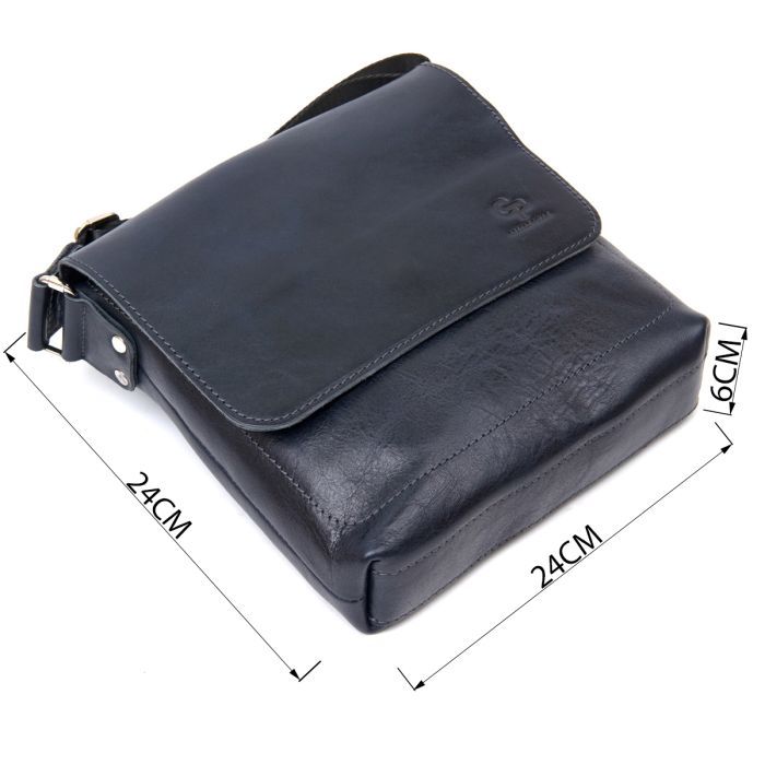 Сумка Grande Pelle Кожаная мужская Темно-синяя (11433) изображение 3