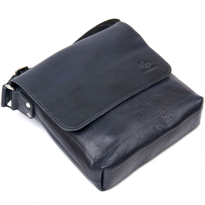 Сумка Grande Pelle Кожаная мужская Темно-синяя (11433) изображение 5