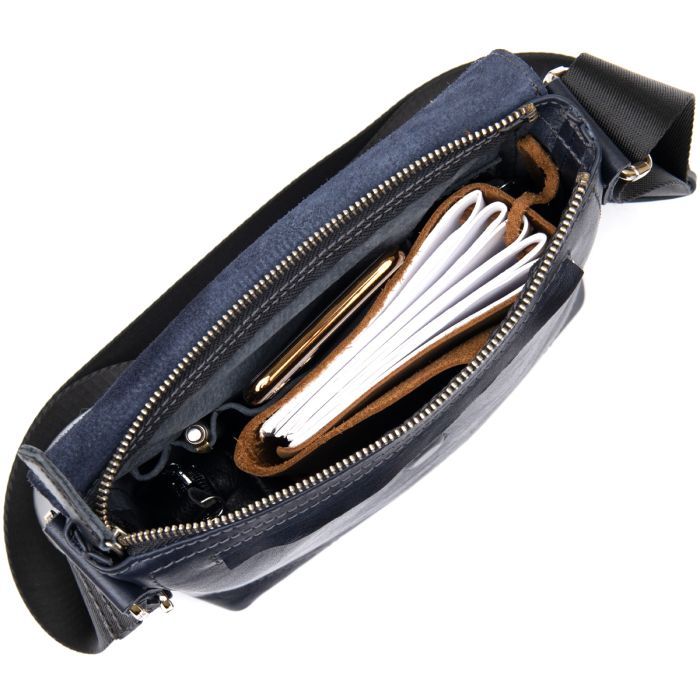 Сумка Grande Pelle Кожаная мужская Темно-синяя (11433) изображение 6