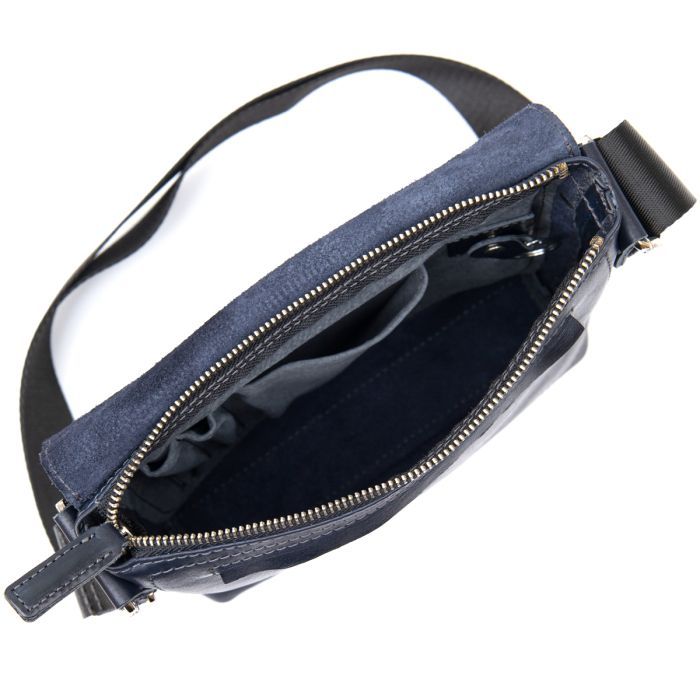 Сумка Grande Pelle Кожаная мужская Темно-синяя (11433) изображение 7