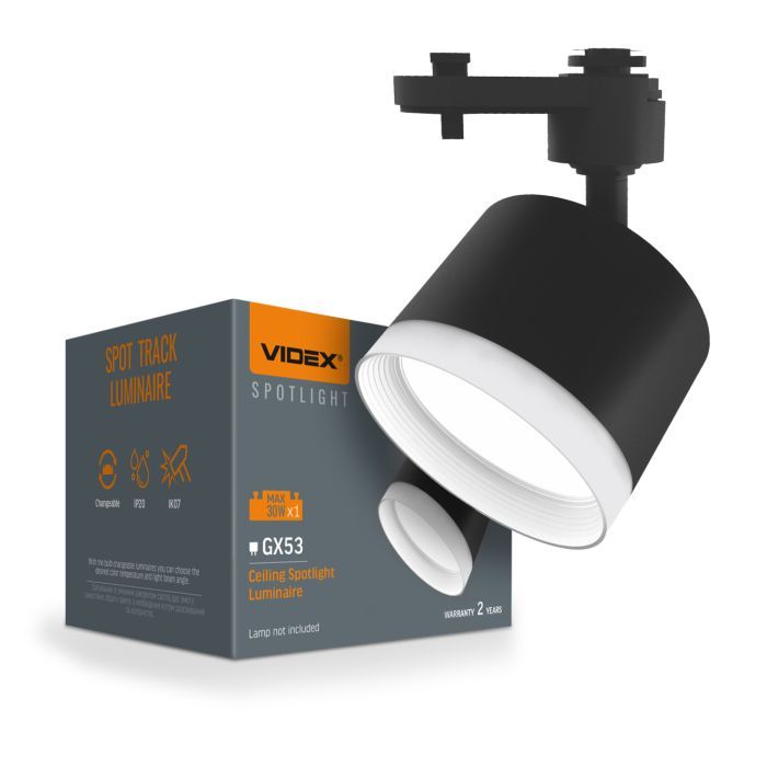 Світильник Videx під лампу GX53 трековий (VL-SPF17C-BP) зображення 3