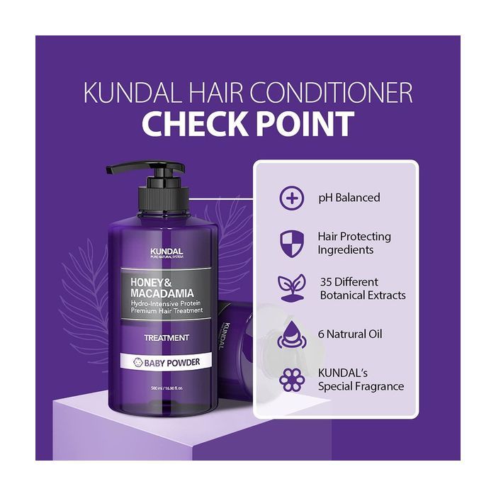 Кондиционер для волос Kundal Honey & Macadamia Amber Vanilla Treatment 500 мл (8809568742054) изображение 2