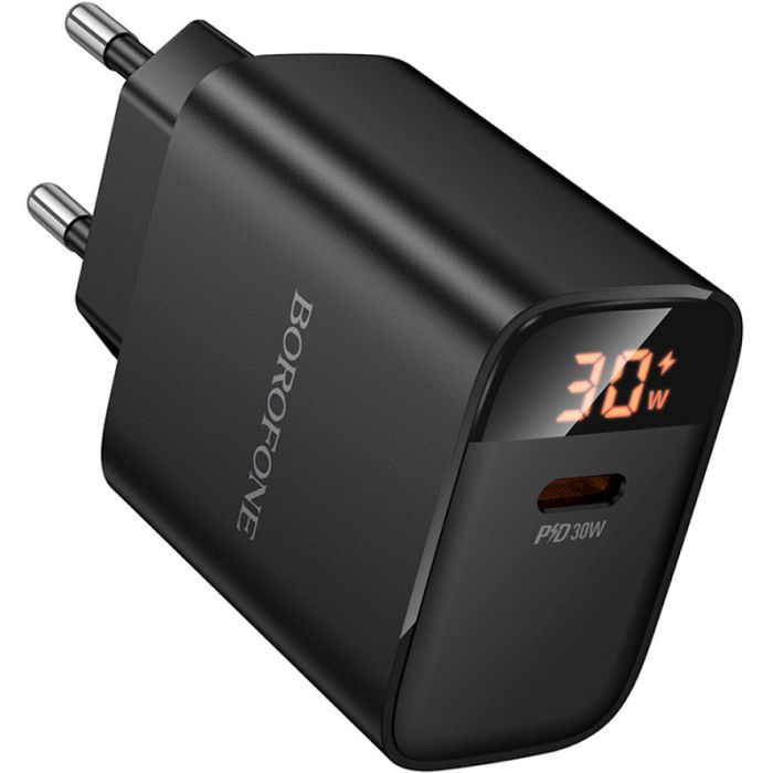 Зарядний пристрій BOROFONE BA97A Ilustre USB-C PD30W digital display Black (6941991120480) зображення 3