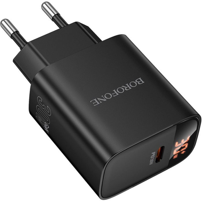 Зарядний пристрій BOROFONE BA97A Ilustre USB-C PD30W digital display Black (6941991120480) зображення 4