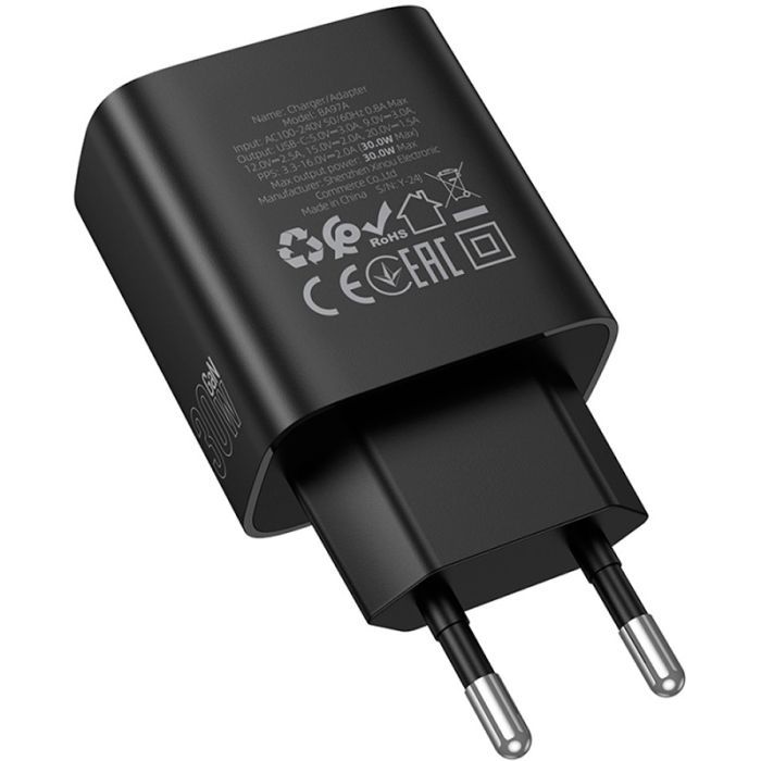 Зарядний пристрій BOROFONE BA97A Ilustre USB-C PD30W digital display Black (6941991120480) зображення 6